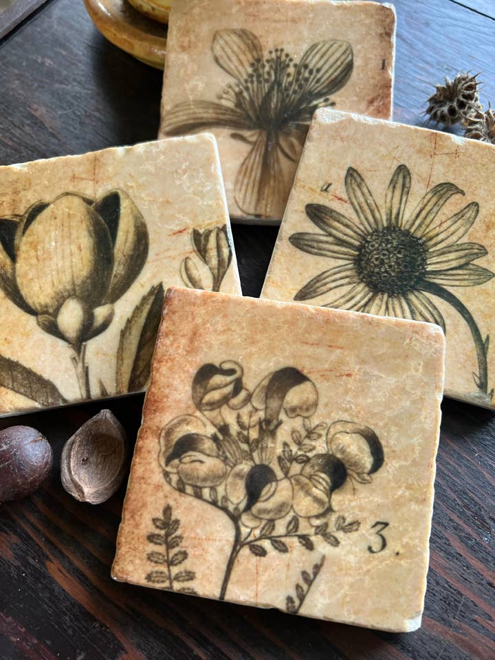 Sepia Botanicals stone coaster