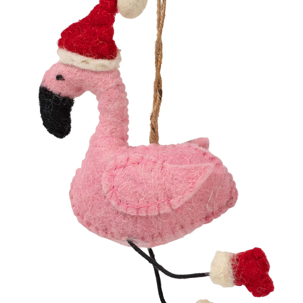 Flamingo Santa Ornament