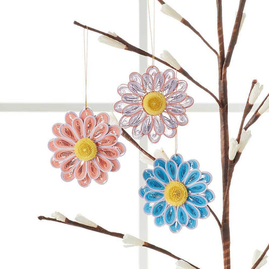 Quilled Daisy Ornaments set of 3