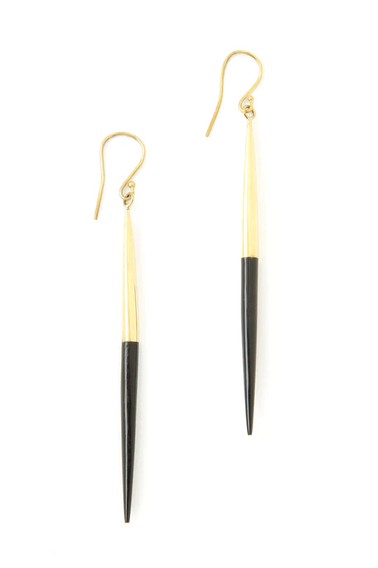 Brass and Cow Javelin Earrings