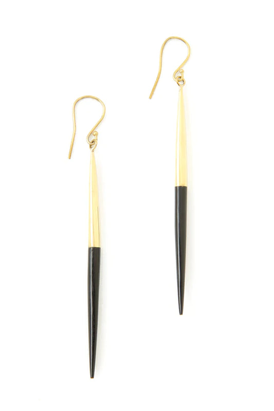 Brass and Cow Javelin Earrings