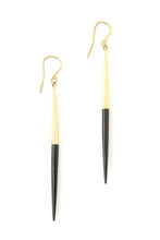 Load image into Gallery viewer, Brass and Cow Bone Javelin Earrings
