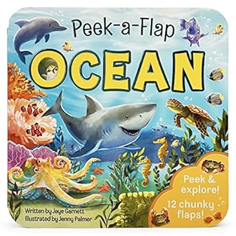 Peek-a-Flap Ocean Children's Lift-a-Flap Board Book for Children Learning about the Sea and Water Animals 325