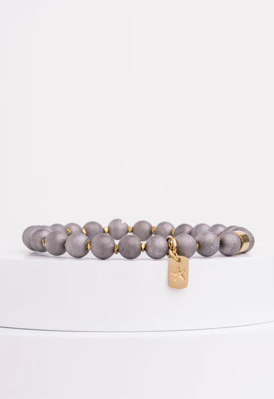 Glimmer Agate Stretch Bracelet in Glittering Charcol