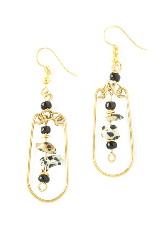 Jitterbug Brass and Jasper Earrings
