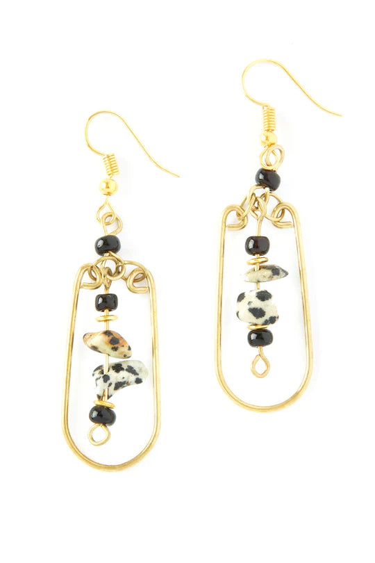 Jitterbug Brass and Jasper Earrings