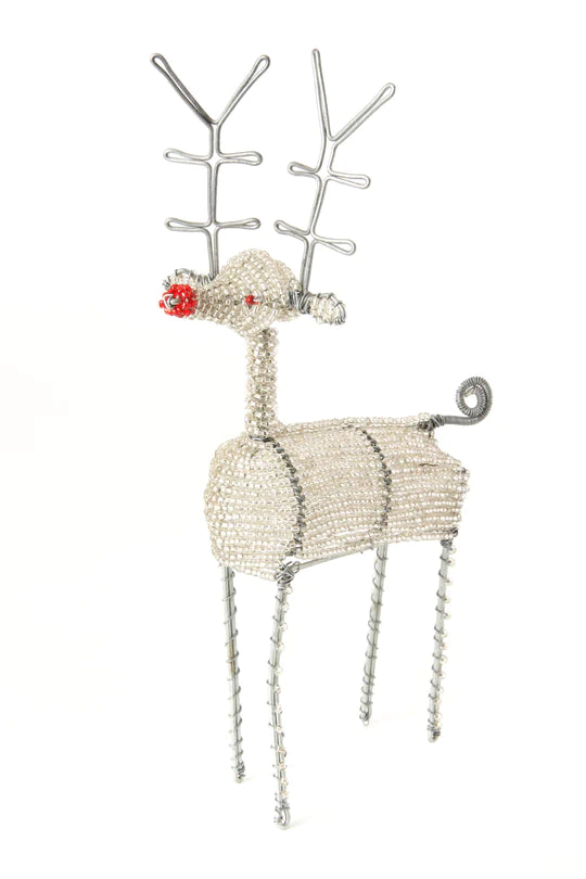 Beaded Wire Reindeer Sculpture