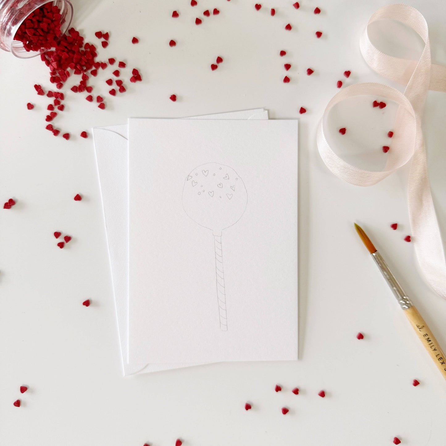 paintable watercolor notecard set Sweet treats valentines