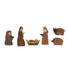 Load image into Gallery viewer, Nativity Joint Wood India Set 6 pc
