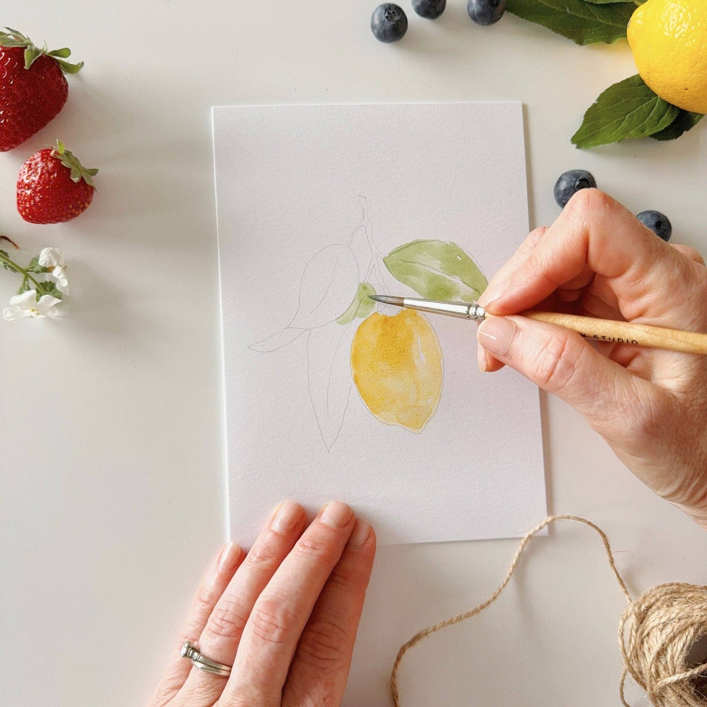 paintable watercolor notecard set Fruit