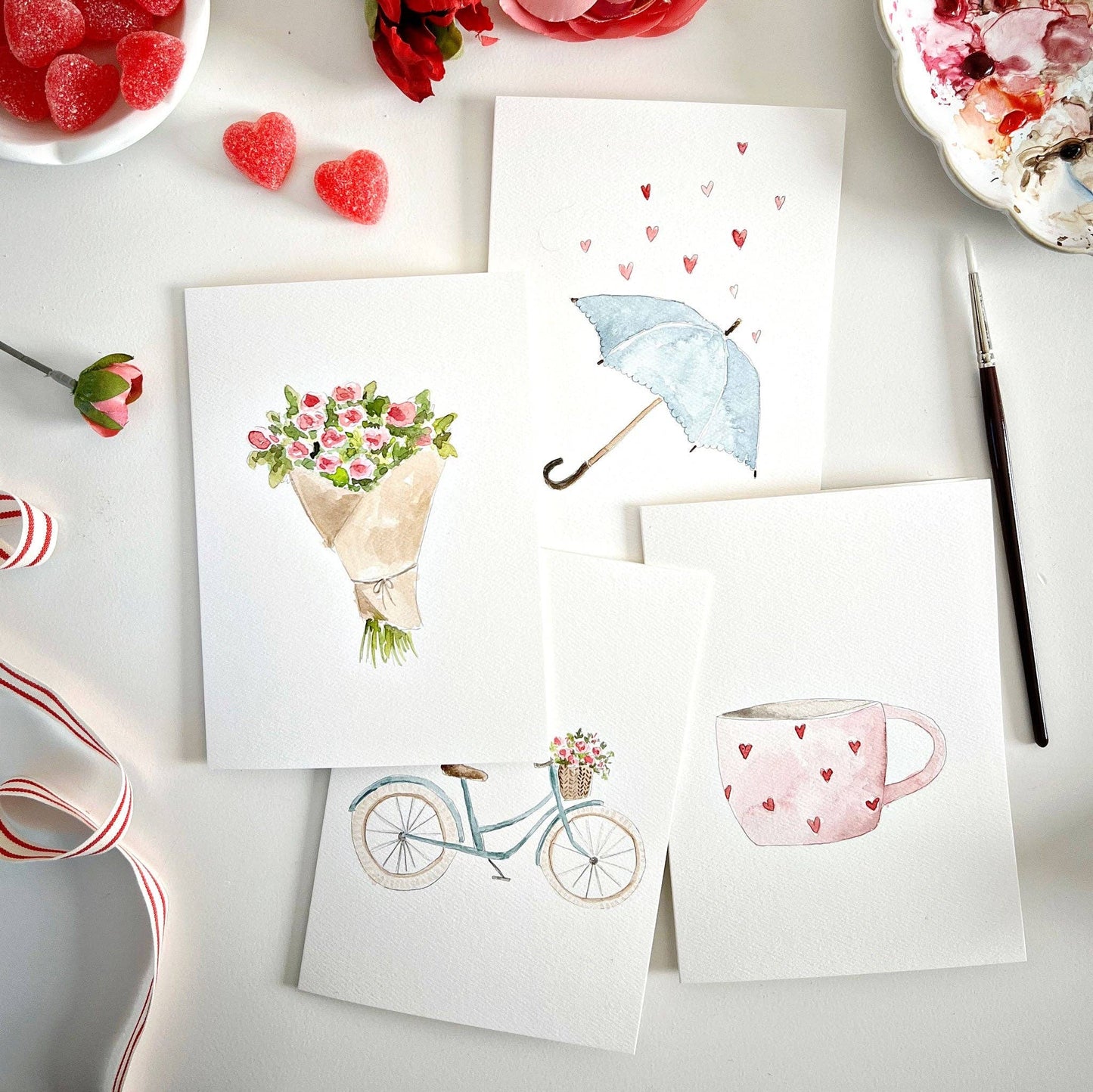 paintable watercolor notecard set Love sweet love