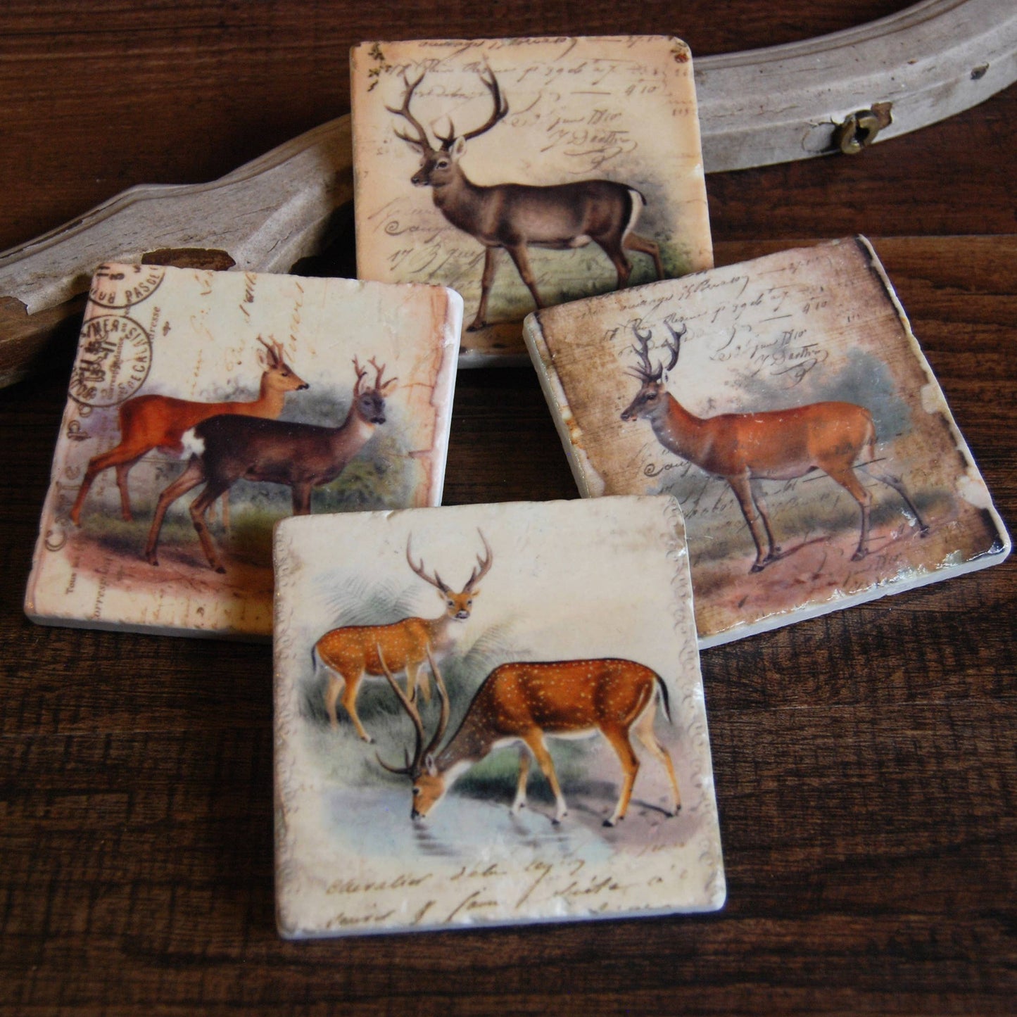 Vintage Deer stone coasters