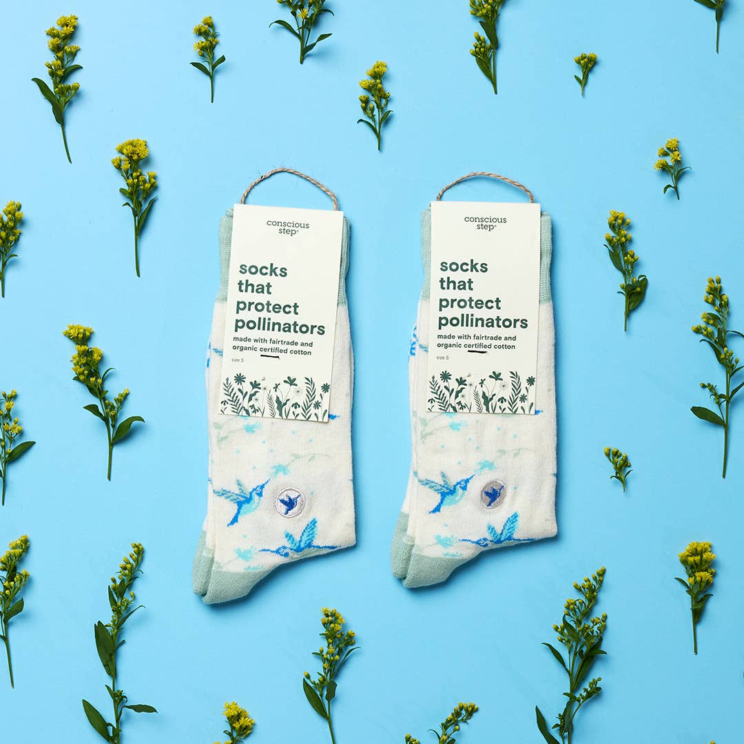 Socks that Protect Pollinators (Beige Hummingbirds): Small