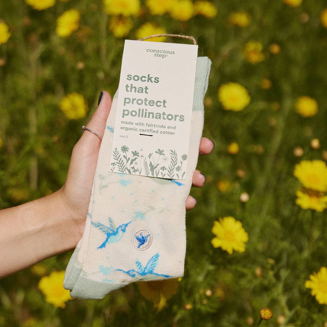 Socks that Protect Pollinators (Beige Hummingbirds): Small