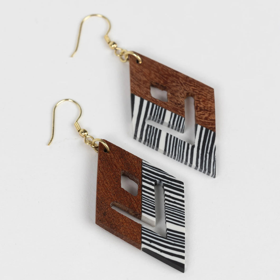 Zebara Diamond Wood Earrings