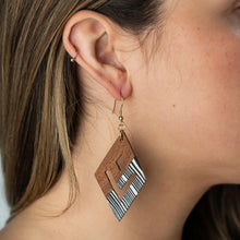 Load image into Gallery viewer, Zebara Diamond Wood Earrings
