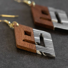 Load image into Gallery viewer, Zebara Diamond Wood Earrings

