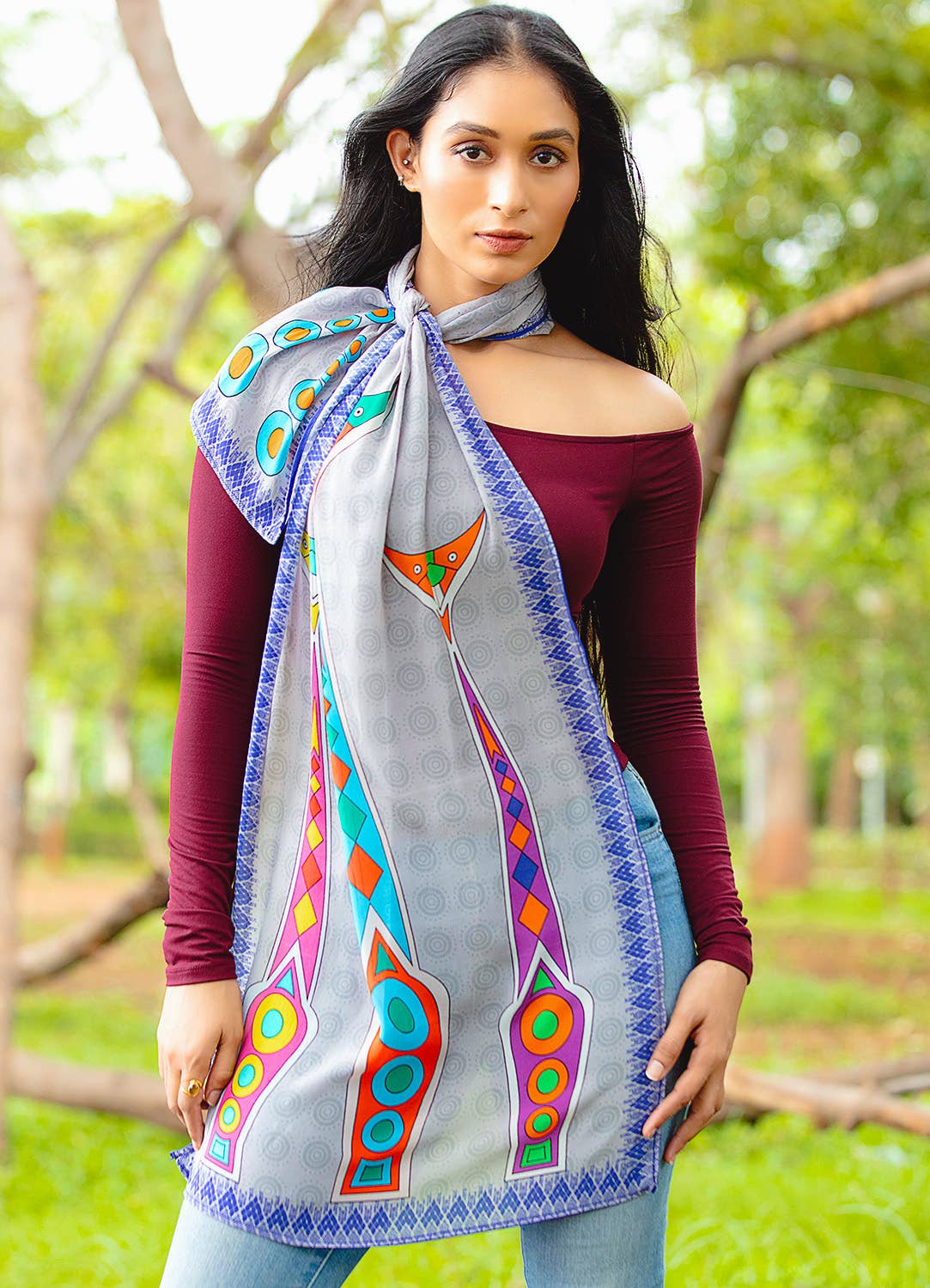 Folk Art Cat Scarf