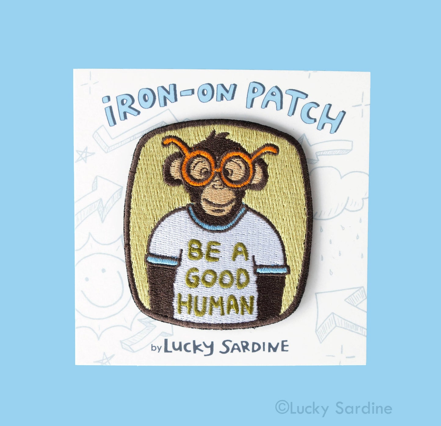Ape Chimpanzee, Human Kindness Embroidered Iron-On Patch