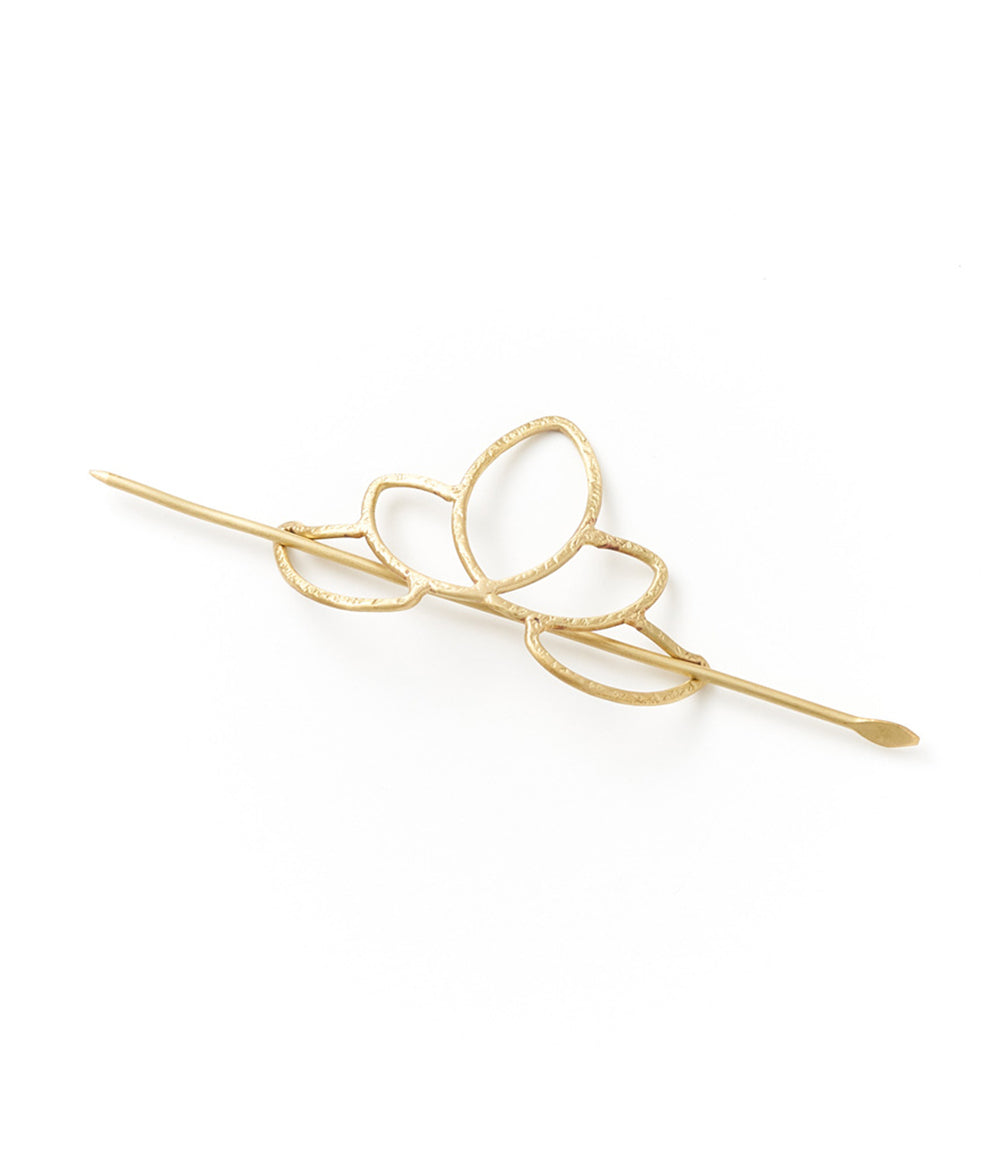 Kairavini Lotus Hair Slide with Stick - gold