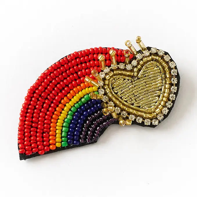 Beaded Rainbow Brooch Pin