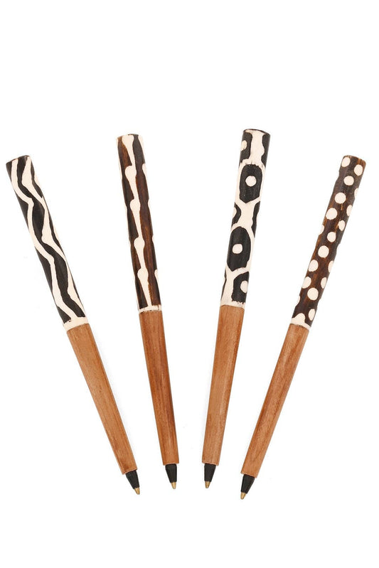 Akamba Batik Dyed Cow Bone and Wild Olive Wood Ink Pen