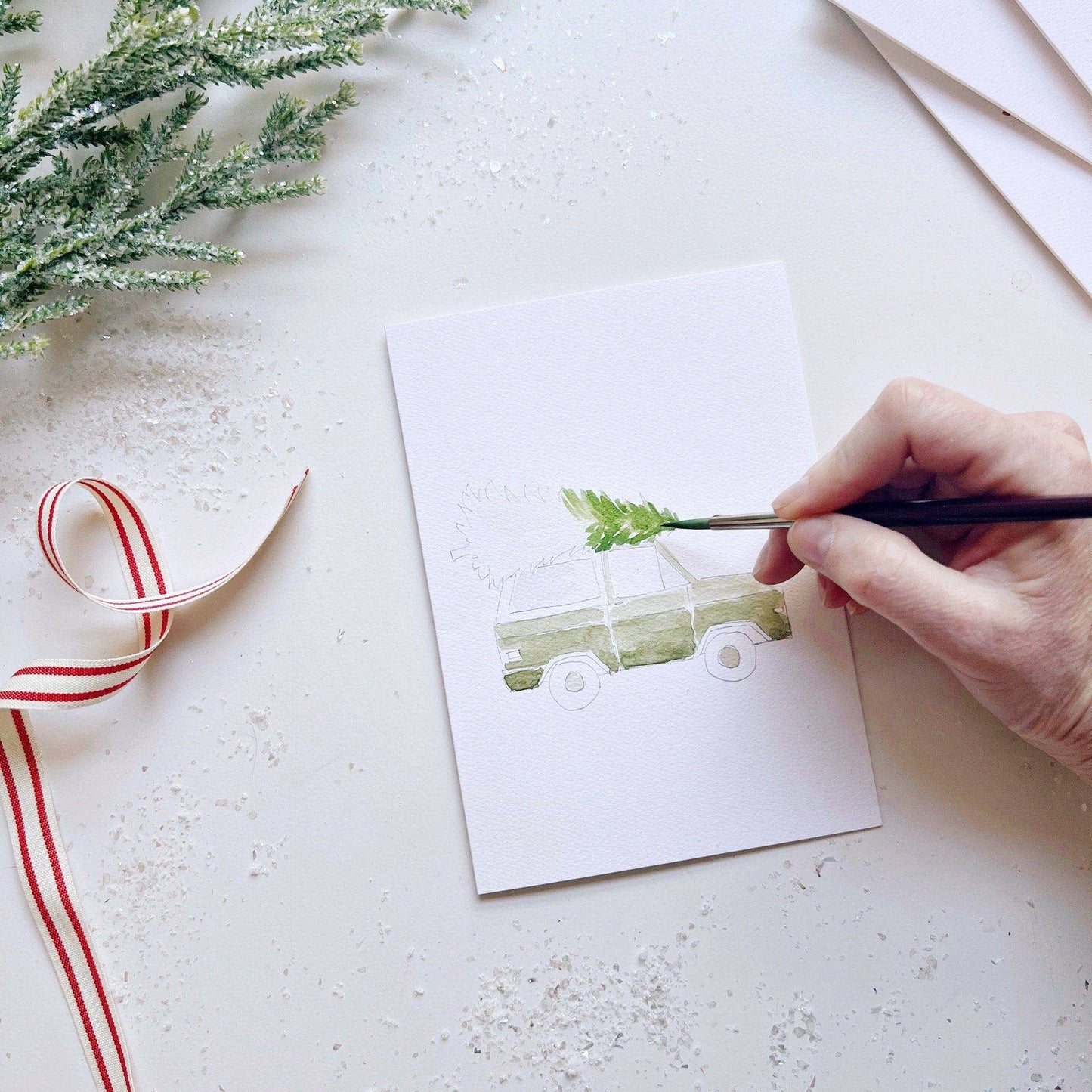 paintable watercolor notecard set Christmas cheer