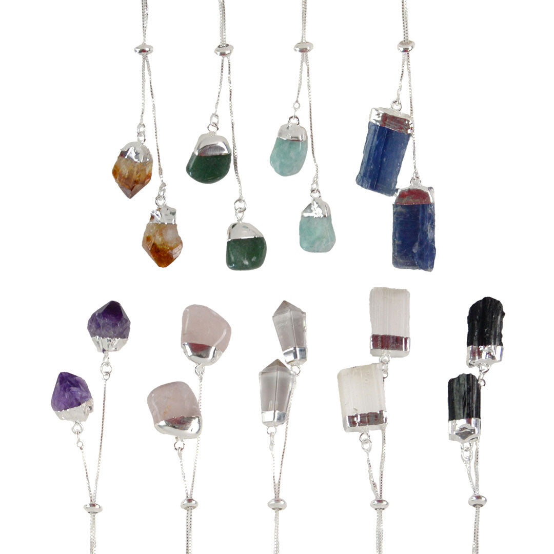 Double Gemstone Lariet Necklace