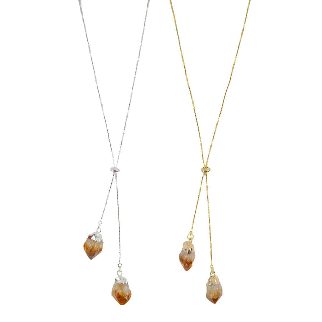 Double Gemstone Lariet Necklace