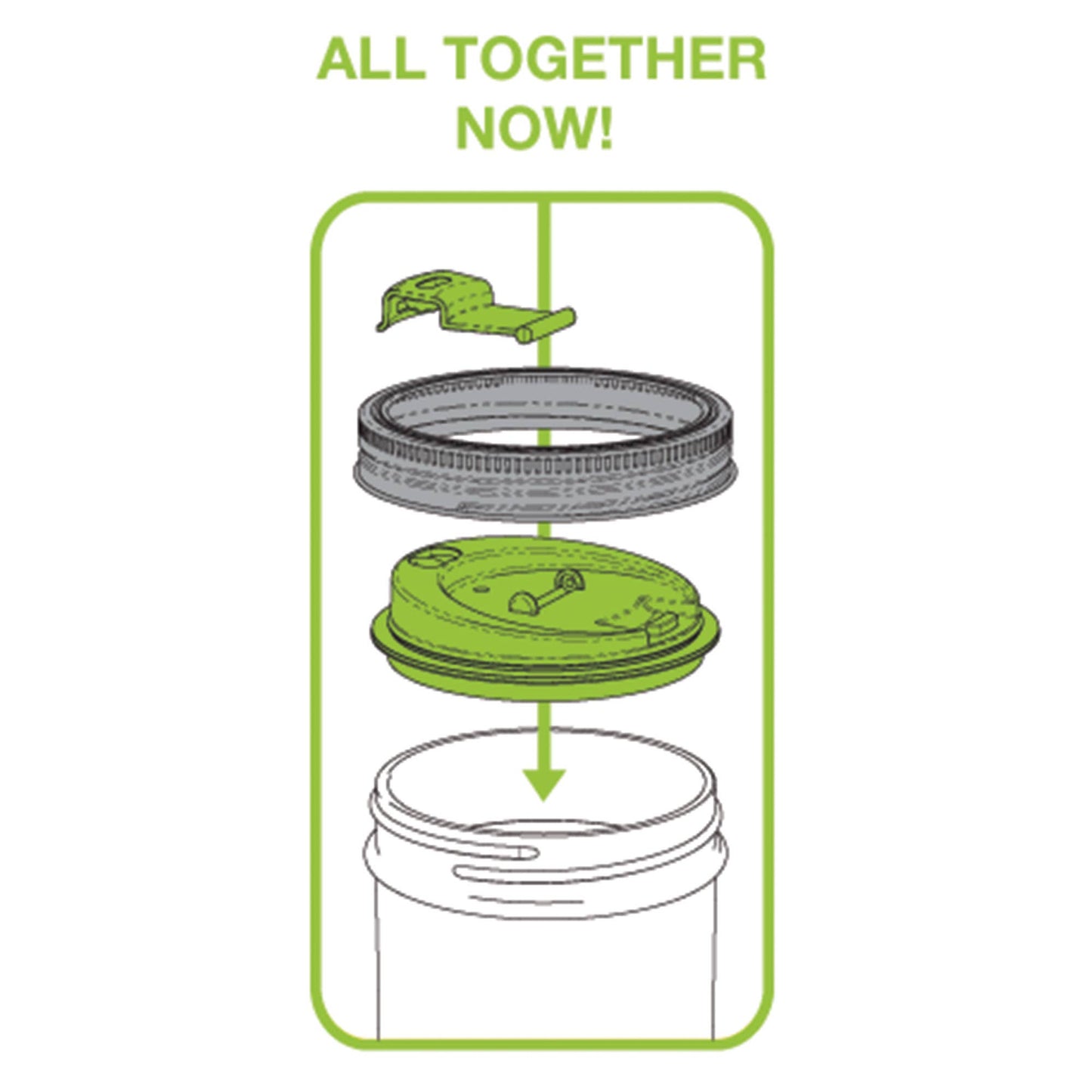 Jarware Drink Lid for Wide Mouth Mason Jar, Green