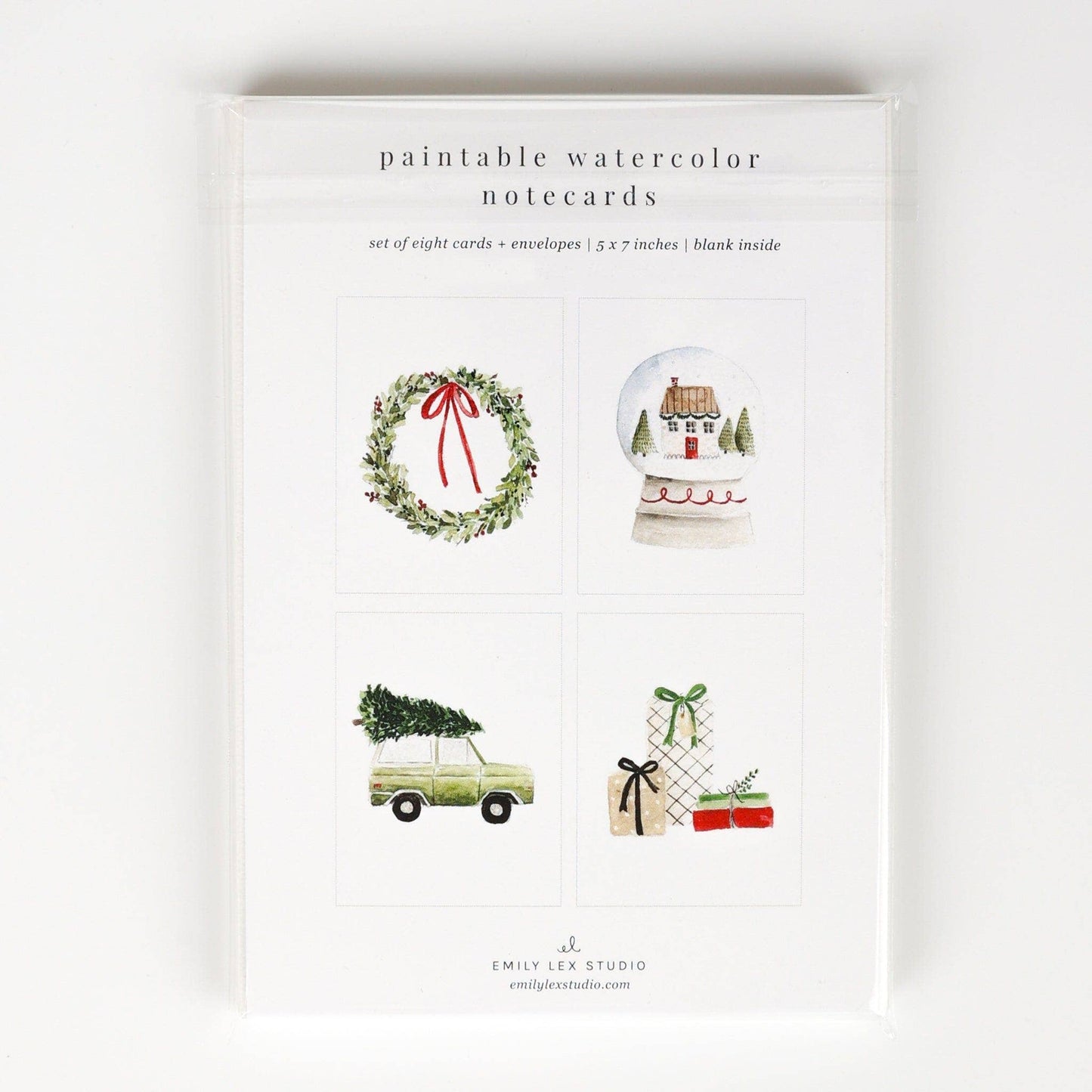 paintable watercolor notecard set Christmas cheer