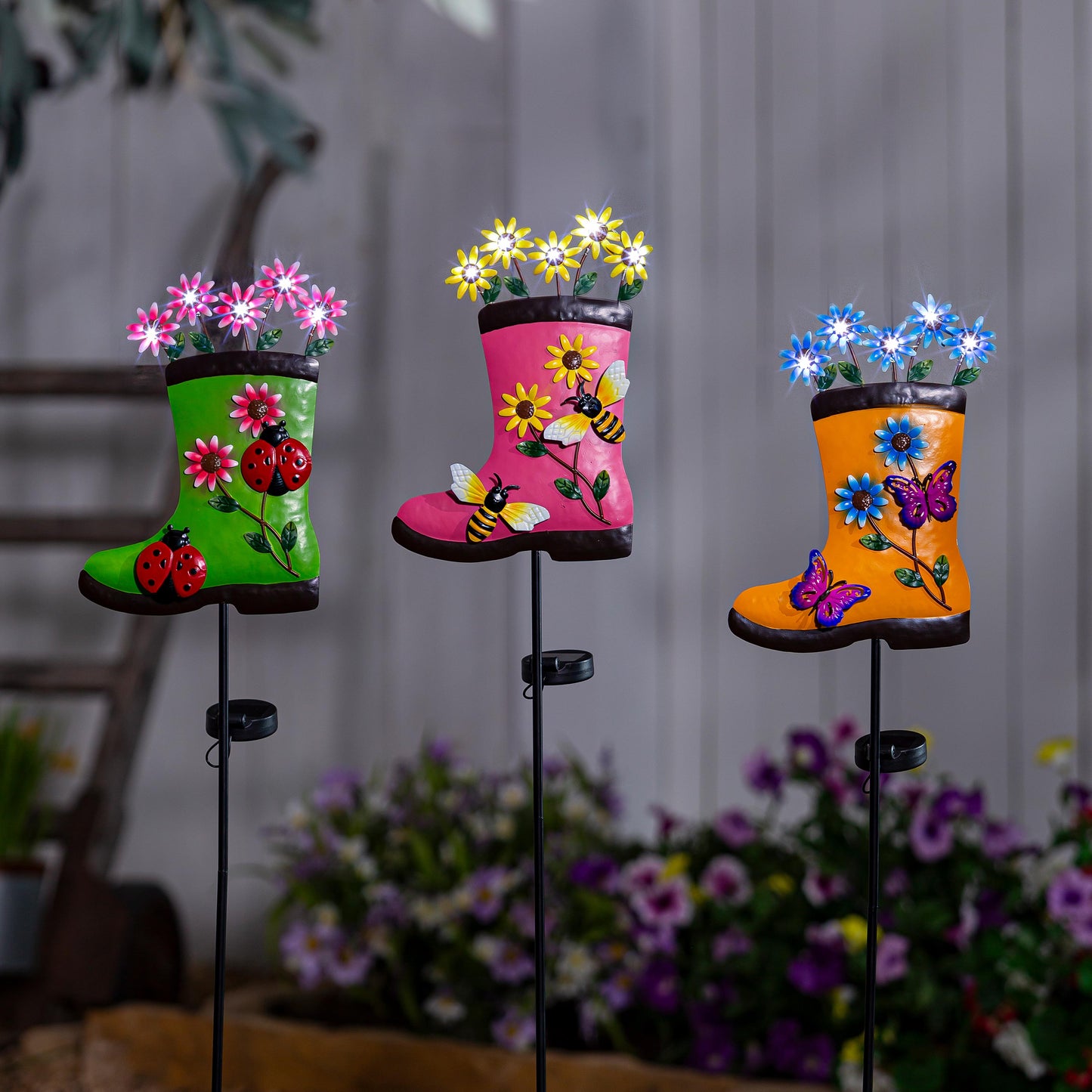 Garden Stake, Rain Boot Solar 40"