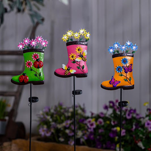 Garden Stake, Rain Boot Solar 40"