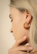 Load image into Gallery viewer, Golden Amber Resin Hoops
