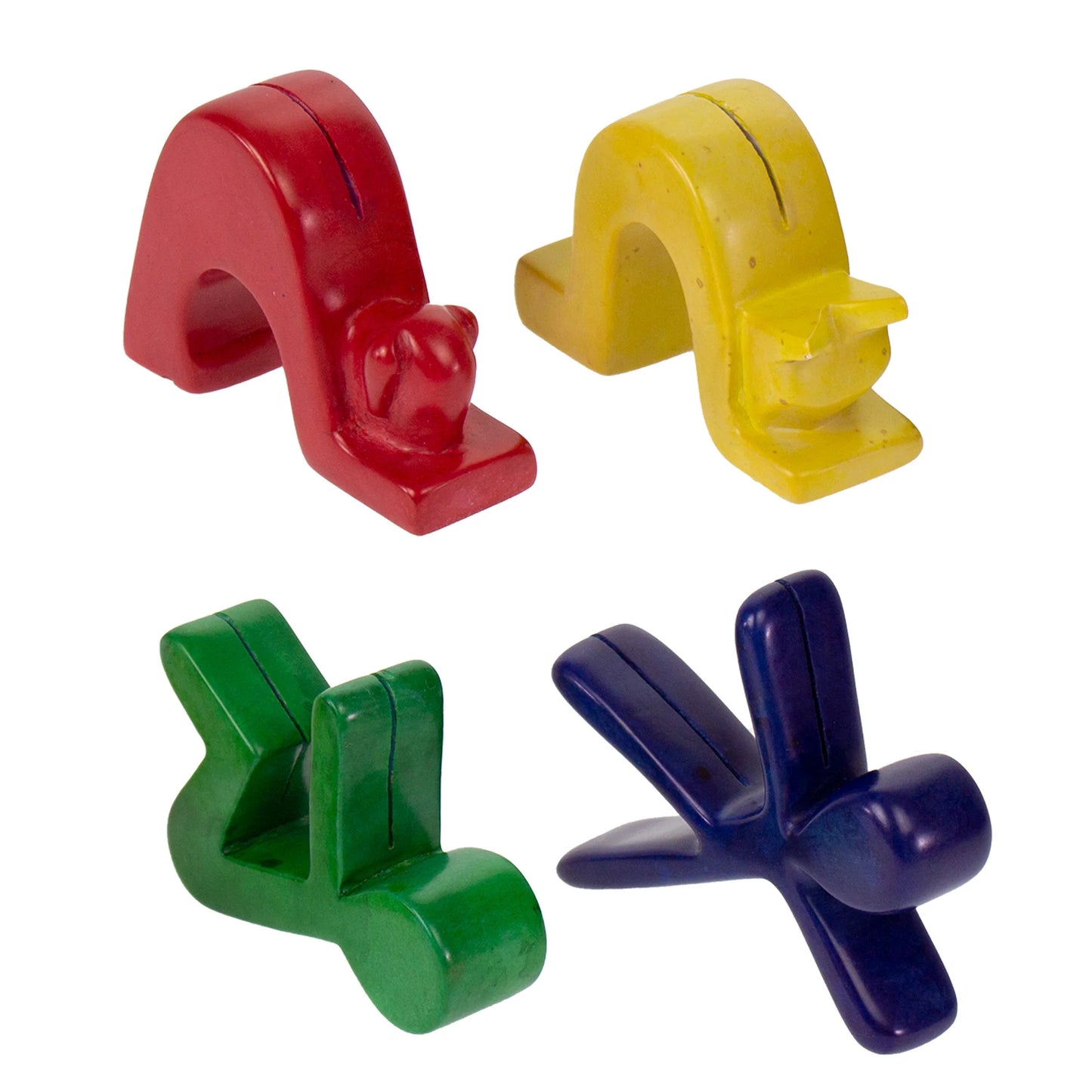 Colorful Soapstone Photo/Card Stands in Whimsical Yogi Poses
