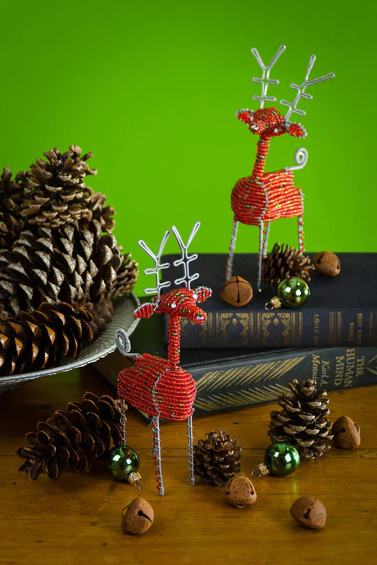 Beaded Wire Reindeer Sculpture