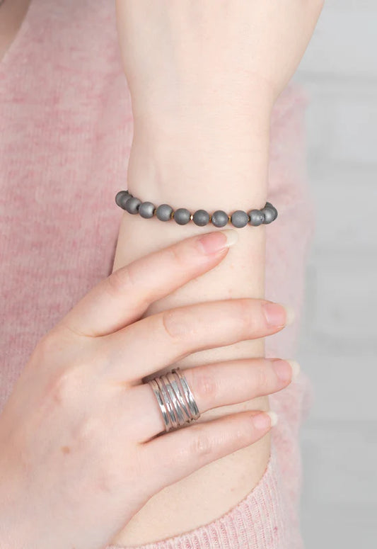 Glimmer Agate Stretch Bracelet in Glittering Charcol