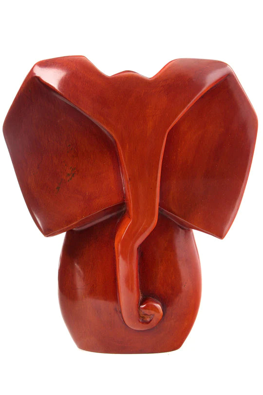 Brown Soapstone Elephant Bust Sculpture