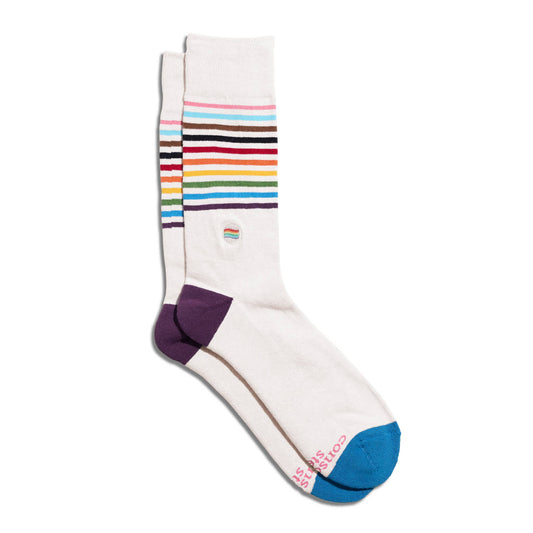 Socks that Save LGBTQ Lives (Beige Pride Flag): Small