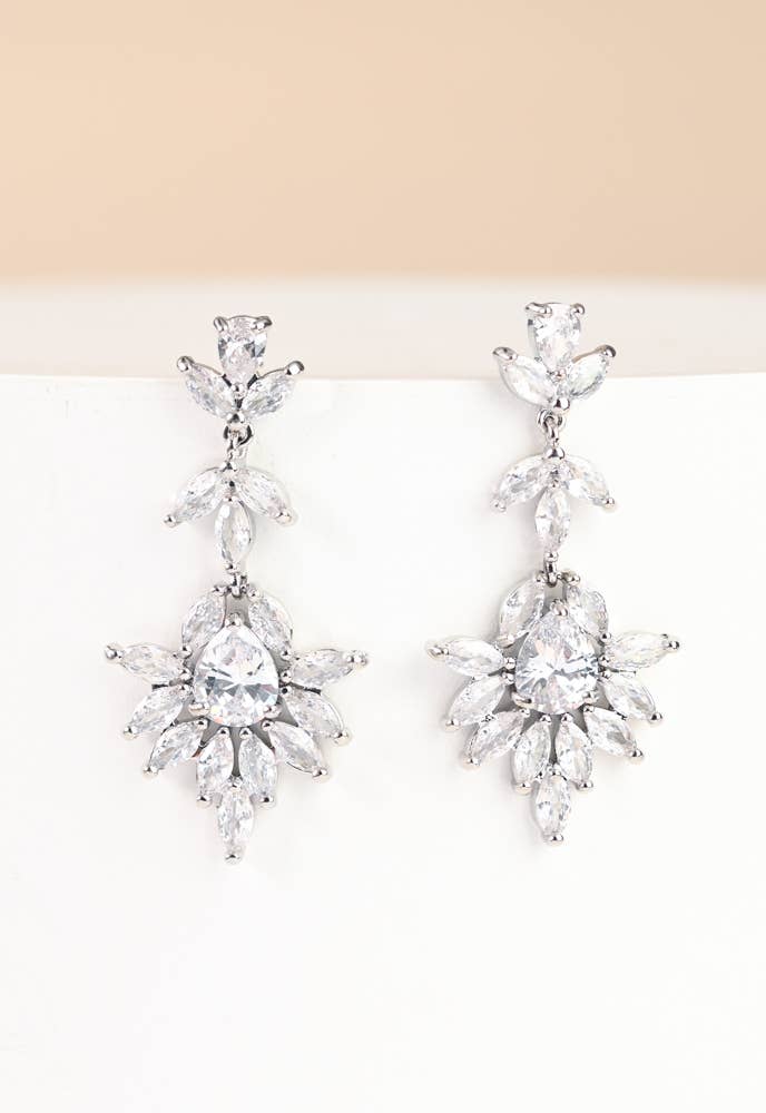 Platinum Chandelier Zircon Earrings