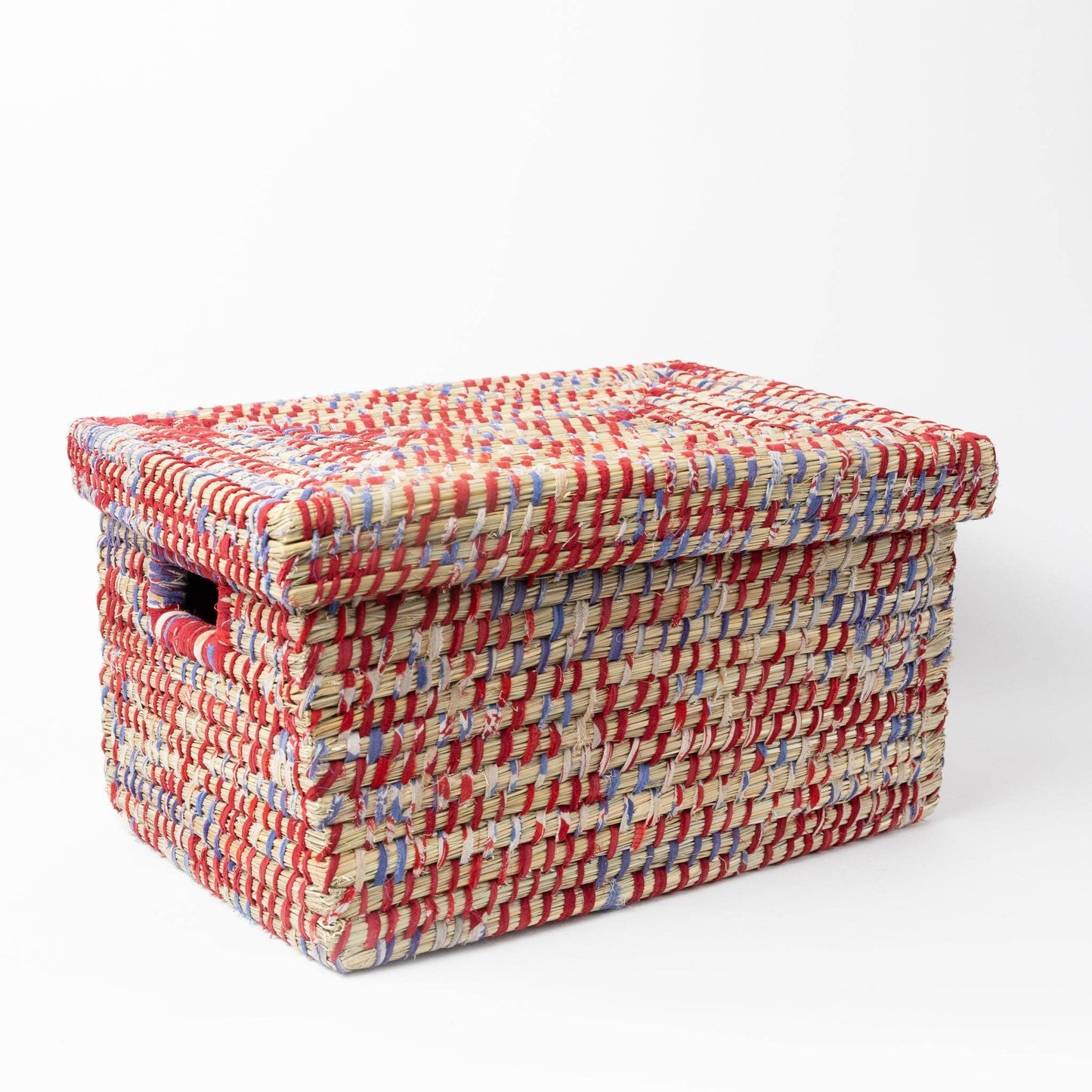Lidded Assorted Sari Storage Basket 10.5H