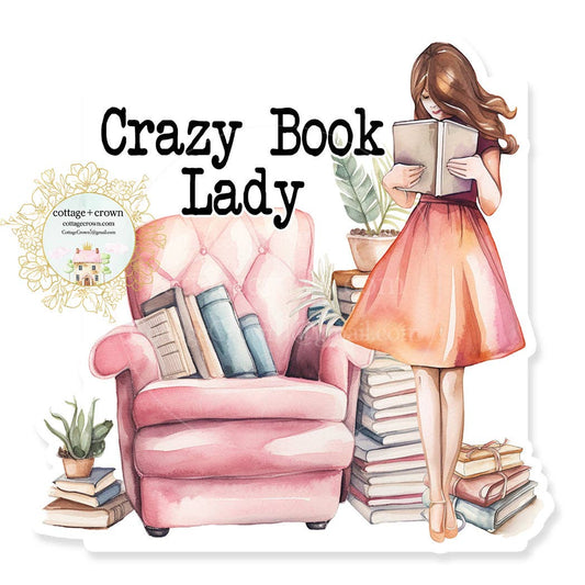 Book - Crazy Book Lady Vinyl Decal Sticker