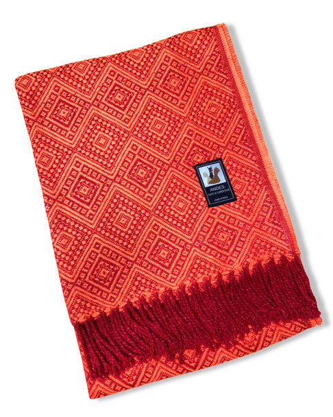 100% Alpaca Geometric Loomed Blanket - 58" x 80"