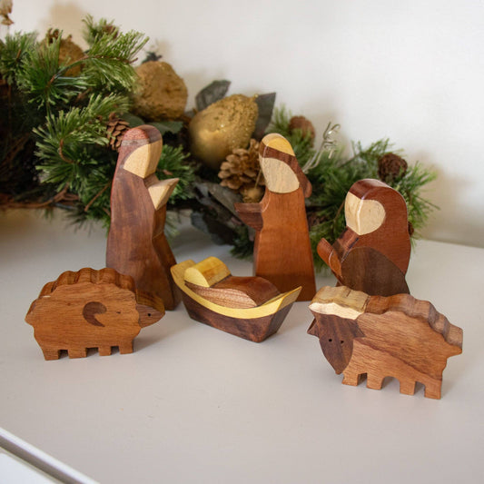Nativity Joint Wood India Set 6 pc