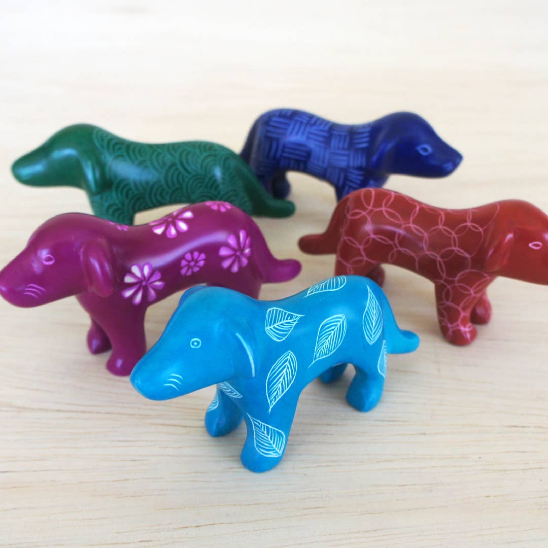 Standing Dogs - Pale Blue Colorful Handmade