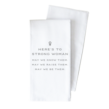 Load image into Gallery viewer, Strong Woman Tea Towel: Sage • Cotton/Linen Blend
