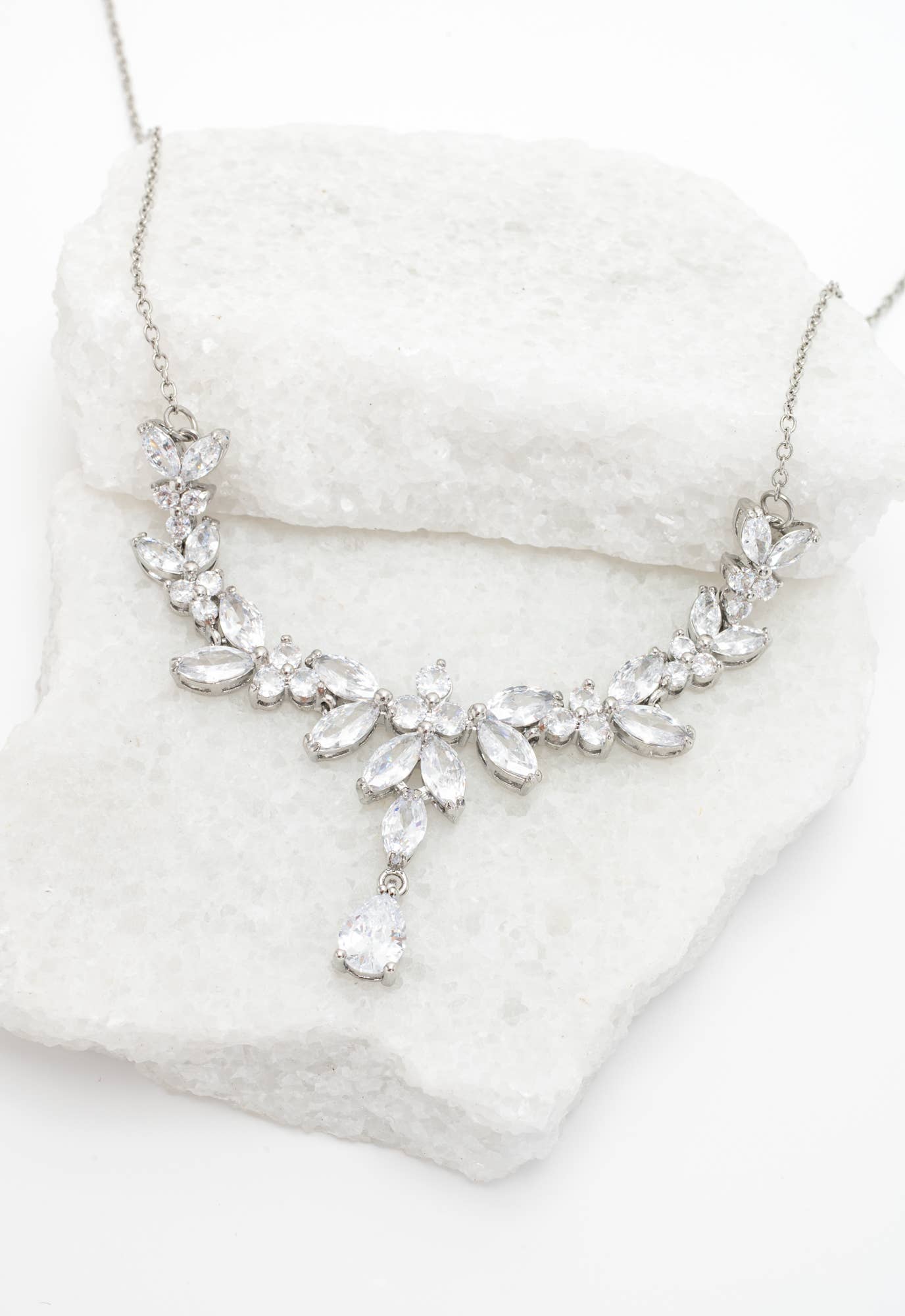 Platinum Chandelier Zircon Necklace