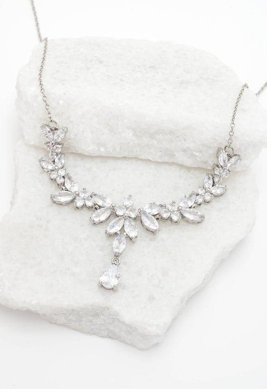Platinum Chandelier Zircon Necklace