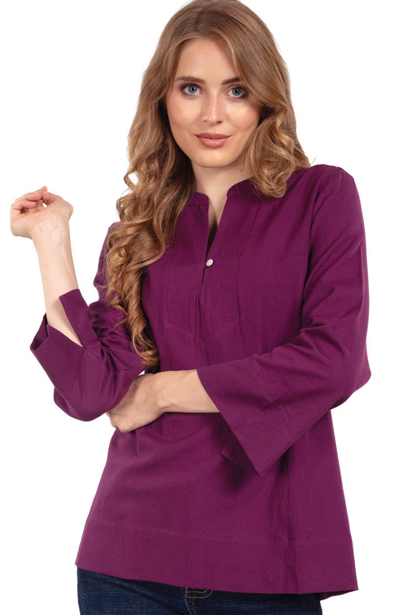 Jewel Tone Flax Linen Tunics: Denim Blue / S/M