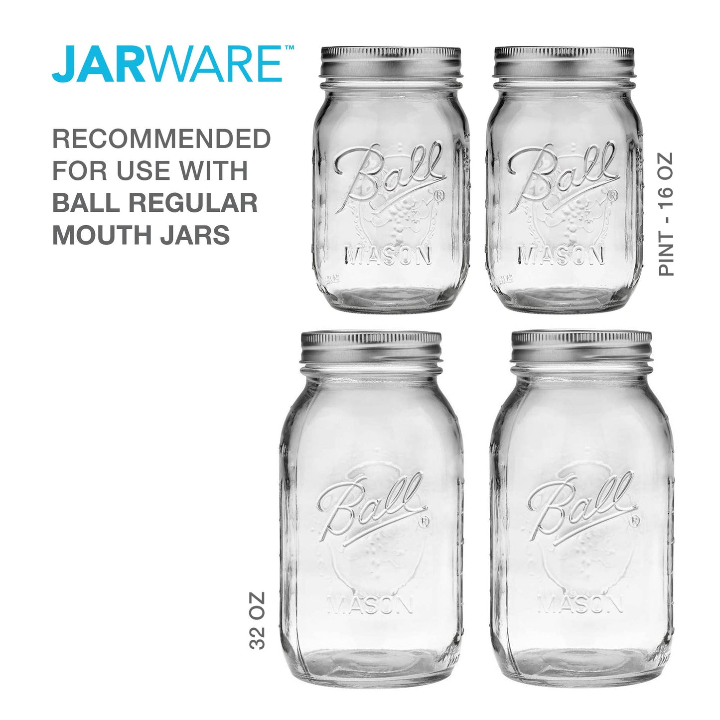 Jarware Cocktail Shaker Lid for Regular Mouth Mason Jar